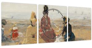 Obraz - Eugène Boudin, On the Beach, Trouville, reprodukcia (s hodinami) (90x30 cm)