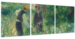Obraz - Auguste Renoir, Picking Flowers, reprodukcia (s hodinami) (90x30 cm)