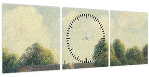 Obraz - Camille Pissarro, Hampton Court Green, reprodukcia (s hodinami) (90x30 cm)