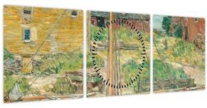 Obraz - Childe Hassam, Oyster Sloop, Cos Cob, reprodukcia (s hodinami) (90x30 cm)