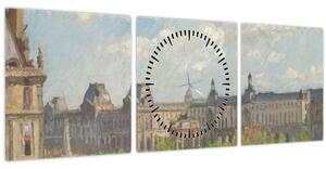 Obraz - Camille Pissarro, Place du Carrousel, Paris, reprodukcia (s hodinami) (90x30 cm)