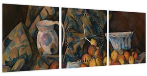 Obraz - Paul Cézanne, Still Life with Apples and Peaches, reprodukcia (s hodinami) (90x30 cm)