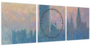 Obraz - Claude Monet, The Houses of Parliament, Sunset, reprodukcia (s hodinami) (90x30 cm)