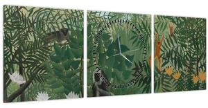 Obraz - Henri Rousseau, Tropical Forest with Monkeys, reprodukcia (s hodinami) (90x30 cm)