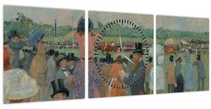 Obraz - Jean-Louis Forain, The Races at Longchamp, reprodukcia (s hodinami) (90x30 cm)