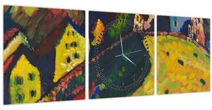 Obraz - Vasily Kandinsky, Houses at Murnau, reprodukcia (s hodinami) (90x30 cm)