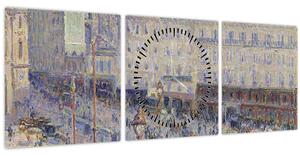 Obraz - Camille Pissarro, The Place du Havre, reprodukcia (s hodinami) (90x30 cm)