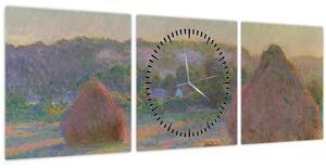 Obraz - Claude Monet, Stacks of Wheat (End of Summer) , reprodukcia (s hodinami) (90x30 cm)