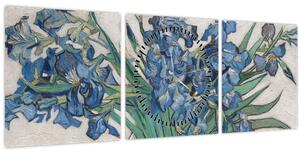 Obraz - Vincent van Gogh, Irises, reprodukcia (s hodinami) (90x30 cm)