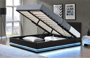 Manželská posteľ s roštom a osvetlením Birget New 180x200 cm - čierna