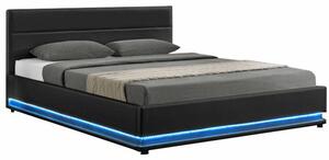 Manželská posteľ s roštom a osvetlením Birget New 160x200 cm - čierna
