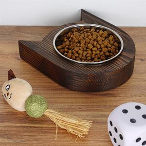 Kovová miska pre zvieratá s dreveným podstavcom Kate Louise Cat