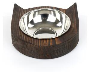 Kovová miska pre zvieratá s dreveným podstavcom Kate Louise Cat
