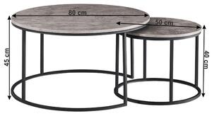 Okrúhly konferenčný stolík (2 ks) Iklin - betón / čierna