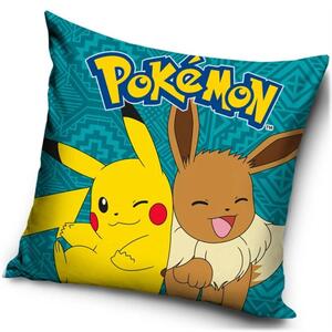 Dekoračný vankúš Pokémoni - motív Pikachu a Eevee - 40 x 40 cm