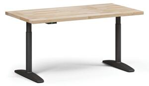 Výškovo nastaviteľný pracovný stôl OBOL do dielne, elektrický, 1500 x 800 x 690-1340 mm, čierna zaoblená podnož