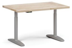 Výškovo nastaviteľný pracovný stôl OBOL do dielne, elektrický, 1200 x 800 x 690-1340 mm, sivá podnož