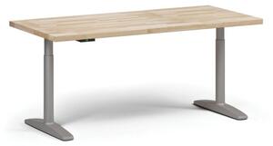 Výškovo nastaviteľný pracovný stôl OBOL do dielne, elektrický, 1700 x 800 x 690-1340 mm, sivá zaoblená podnož