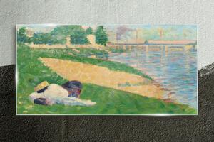 Sklenený obraz Abstrakcia mestský riečny most