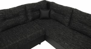 Rohová sedačka s rozkladom a úložným priestorom Stila L/P - čierna / čierny melír