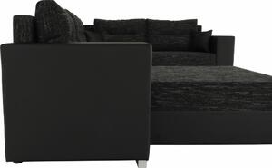 Rohová sedačka s rozkladom a úložným priestorom Stila L/P - čierna / čierny melír