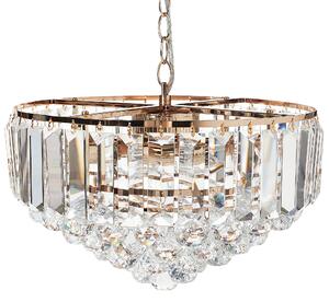Luster zlatý kovový ⌀ 49 cm závesná lampa sklenený krištáľový glamour štýl obývačka spálňa