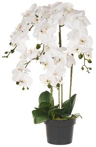 Umelá rastlina v kvetináči orchidea zelená a biela syntetický materiál 63 cm dekorácie doplnky interiér