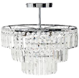 Luster strieborný kovový chrómový povrch závesná lampa sklenený krištáľový glamour štýl obývacia izba