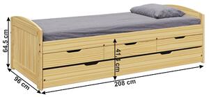 Jednolôžková posteľ s prístelkou Marinella New 90x200 cm - prírodná