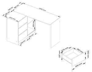 Rohový PC stolík Bodhi (biela + grafit lesk) (L). Vlastná spoľahlivá doprava až k Vám domov. 1068939