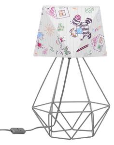 Detská stolná lampa Diamond, 1x biele textilné tienidlo so vzorom, d