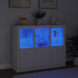 Komody s LED svetlami 3 ks biele kompozitné drevo