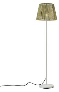 Vonkajšia stojaca lampa biela so zeleným lanovým tienidlom IP44 - Virginia Jayla