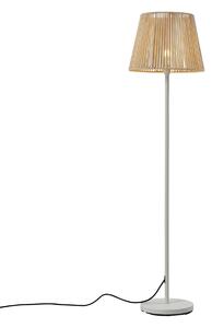 Vonkajšia stojaca lampa biela s béžovým lanovým tienidlom IP44 - Virginia Jayla