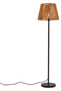 Vonkajšia stojaca lampa čierna s oranžovým lanovým tienidlom IP44 - Virginia Jayla
