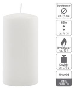 Biela parafínová sviečka 15 cm, doba horenia 65 hodín, 2 ks