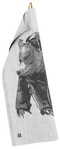 Lapuan Kankurit Ľanová utierka Karhu 46x70, sivo-čierna