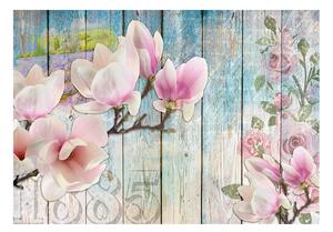Fototapeta - Ružové kvety na drevo + zadarmo lepidlo - 400x280