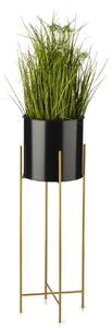 KOVOVÝ KVETINÁČ SO STOJANOM GLAMOUR 75X24 CM ČIERNA/ZLATÁ