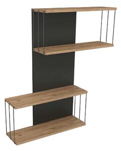 Poschodová polica v dekore borovice v antracitovej a prírodnej farbe 65 cm Destan – Kalune Design