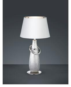 Biela stolová lampa z keramiky a tkaniny Trio Thebes, výška 38 cm