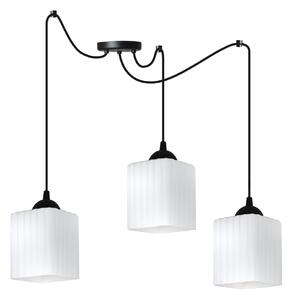 Závesné svietidlo Riffle Square Spider, 3x biele sklenené tienidlo, b