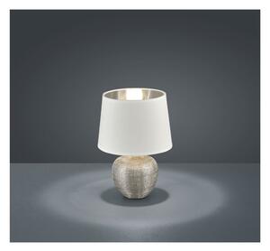 Biela stolová lampa z keramiky a tkaniny Trio Luxor, výška 26 cm