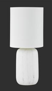 Biela stolová lampa z keramiky a tkaniny Trio Clay, výška 35 cm