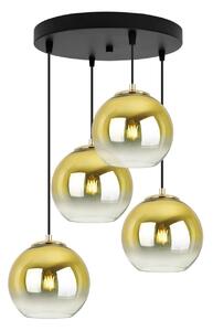 Závesné svietidlo Bergen Gold, 4x zlaté/transparentné sklenené tienidlo (fi 15cm), o
