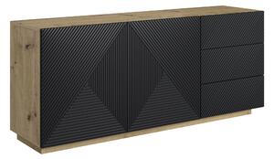 Dvojdverová komoda Asha 167 cm so zásuvkami - artisan / čierny mat