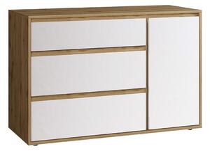 Komoda so zásuvkami Norman CH-1D/3DR - biela / dub wotan