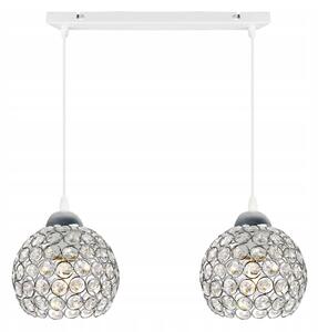 Závesné svietidlo Crystal, 2x strieborné krištáľové tienidlo, (chrómové uchytenie), w