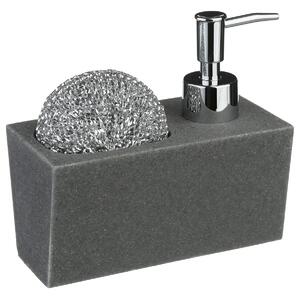 Dávkovač saponátu Stone, sivá/s chrómovými prvkami, 170ml