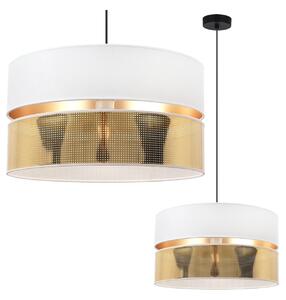 Závesné svietidlo Asti2, 1x PVC/biele textilné tienidlo, (fi 40cm), g, b